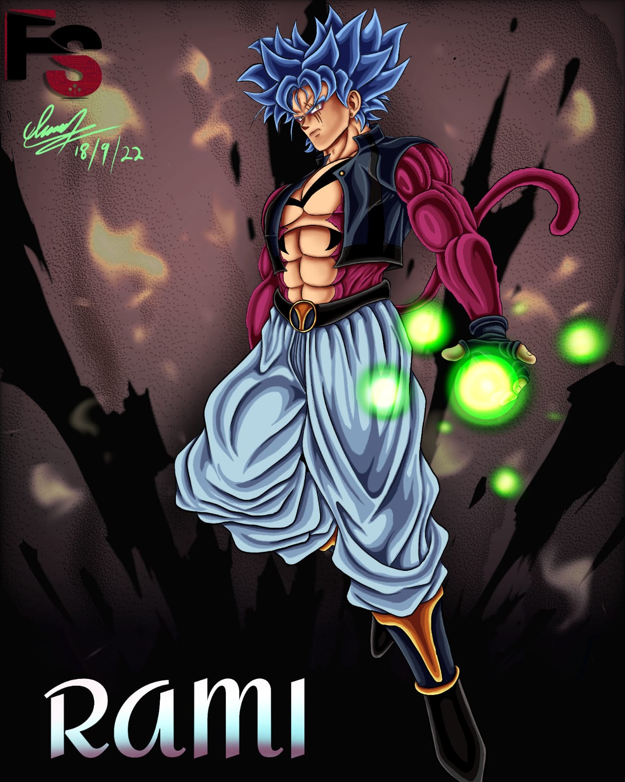 Character full body with background