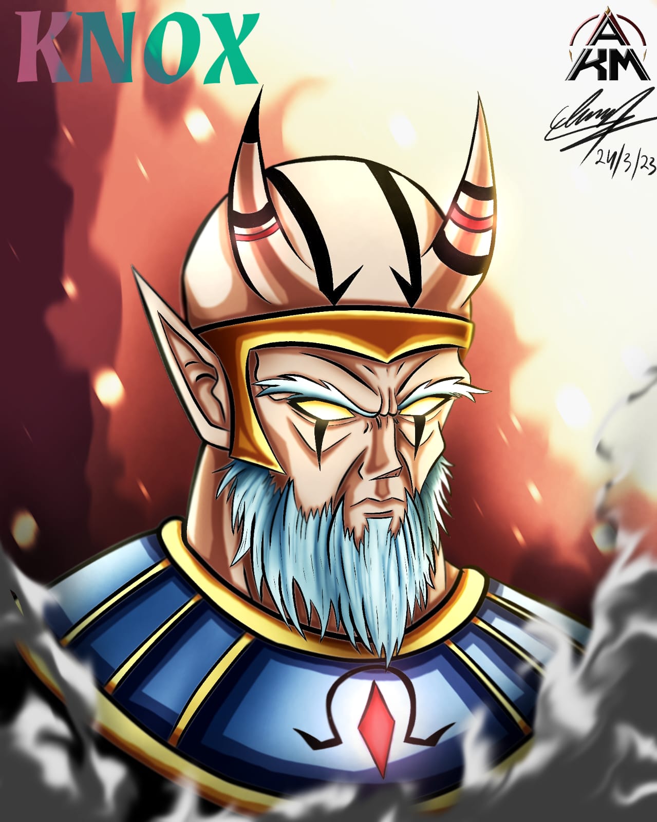 Character headshot with background